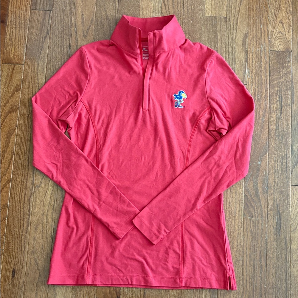 Peter Millar Kansas Jayhawks Vault Red Quarter-Zip Pullover Size XS